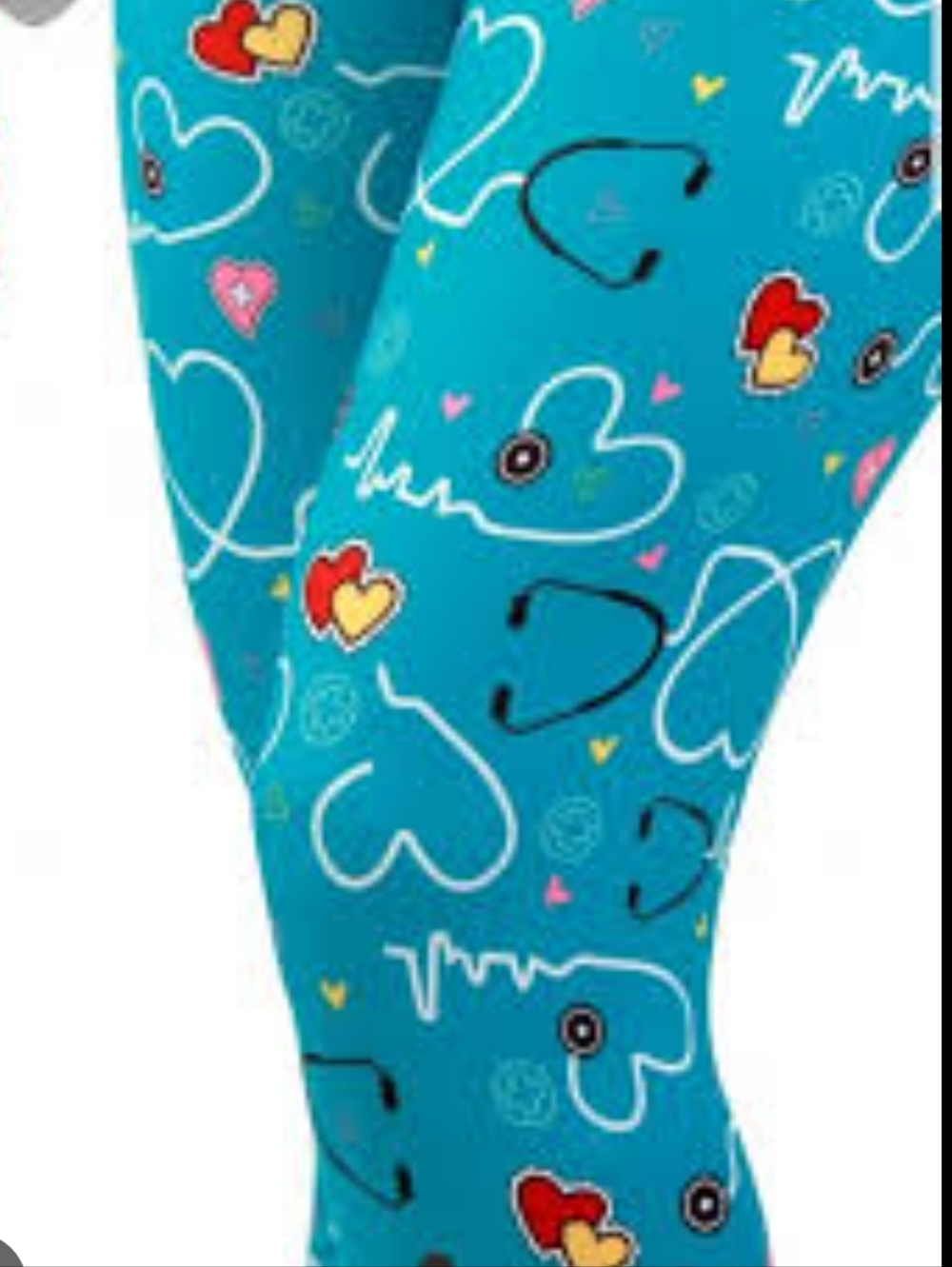 Women's Teal Medical Heart Print Leggings